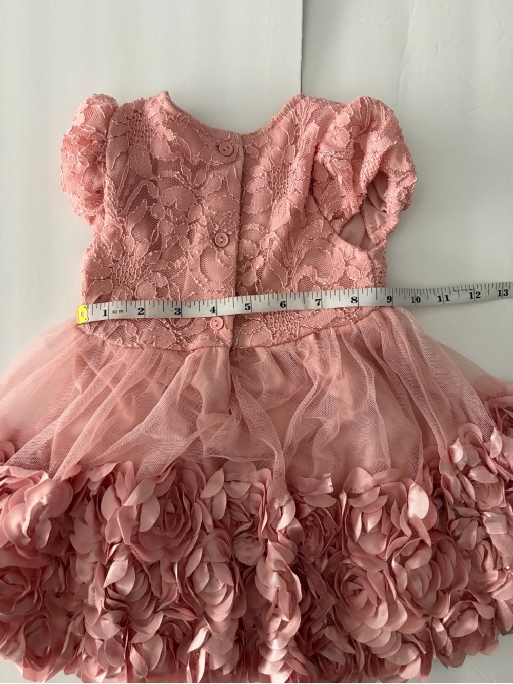 Pink Lace & Flower Appliqué Tulle Dress for Kids - Picture 4 of 5